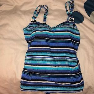 Blue Striped Swim Top